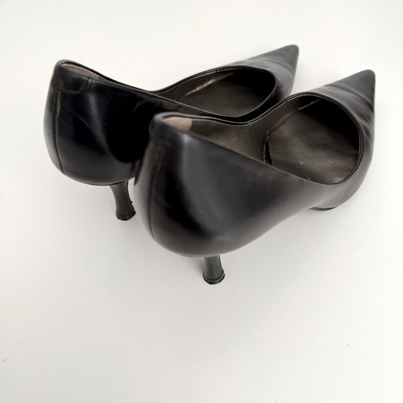 Nine West Womens Black Leather Pointed Toe Kitten Heel Pumps Size 9M Office Chic - Picture 4 of 6